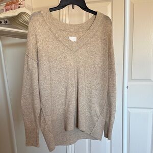 Aerie V-Neck Sweater in Cream